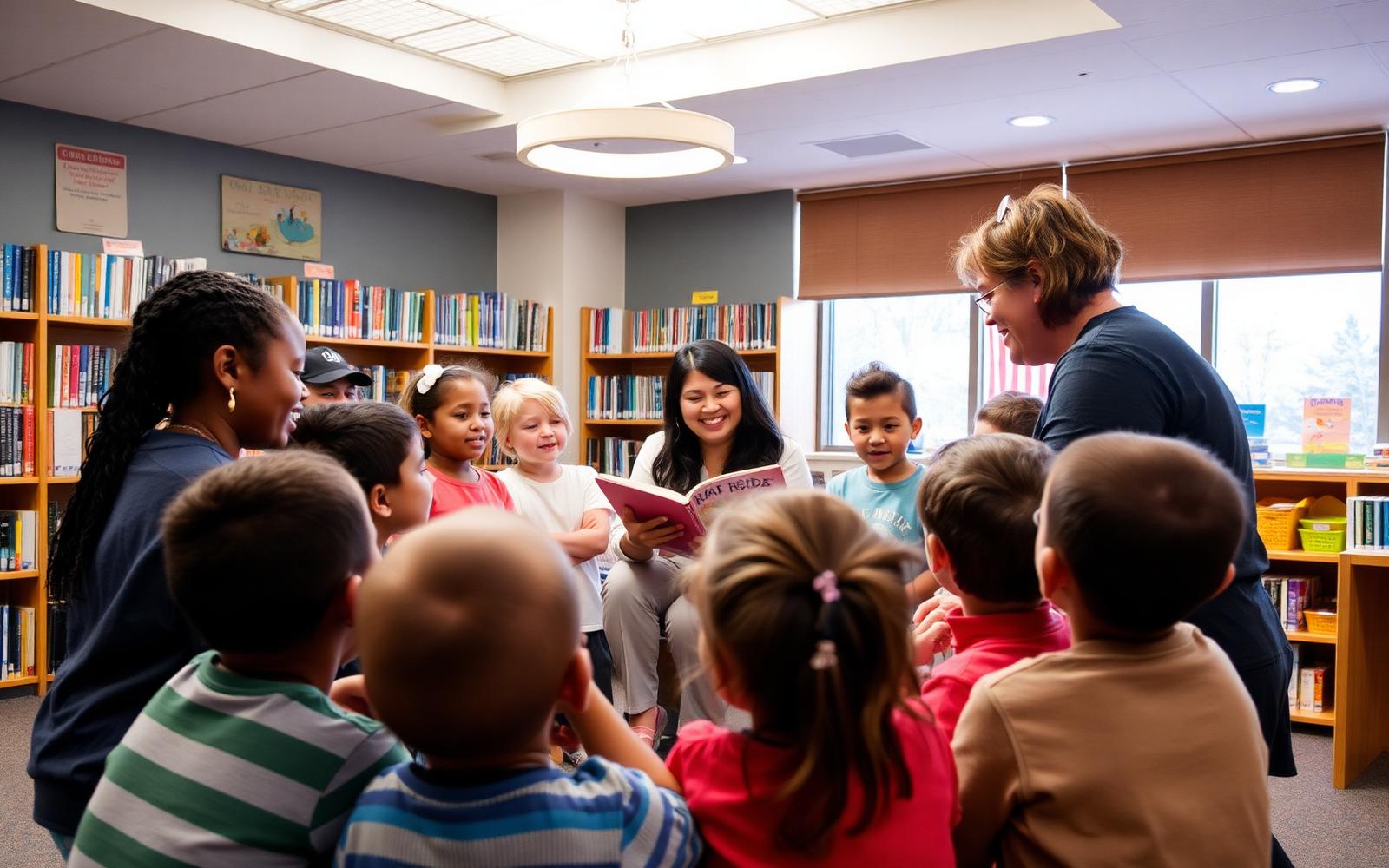 Children gathered for story time at the Bryant Library